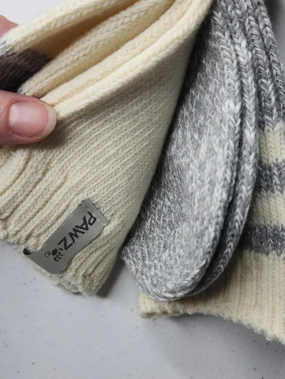 Women's Gray & Cream Wool Blend Boot Socks
